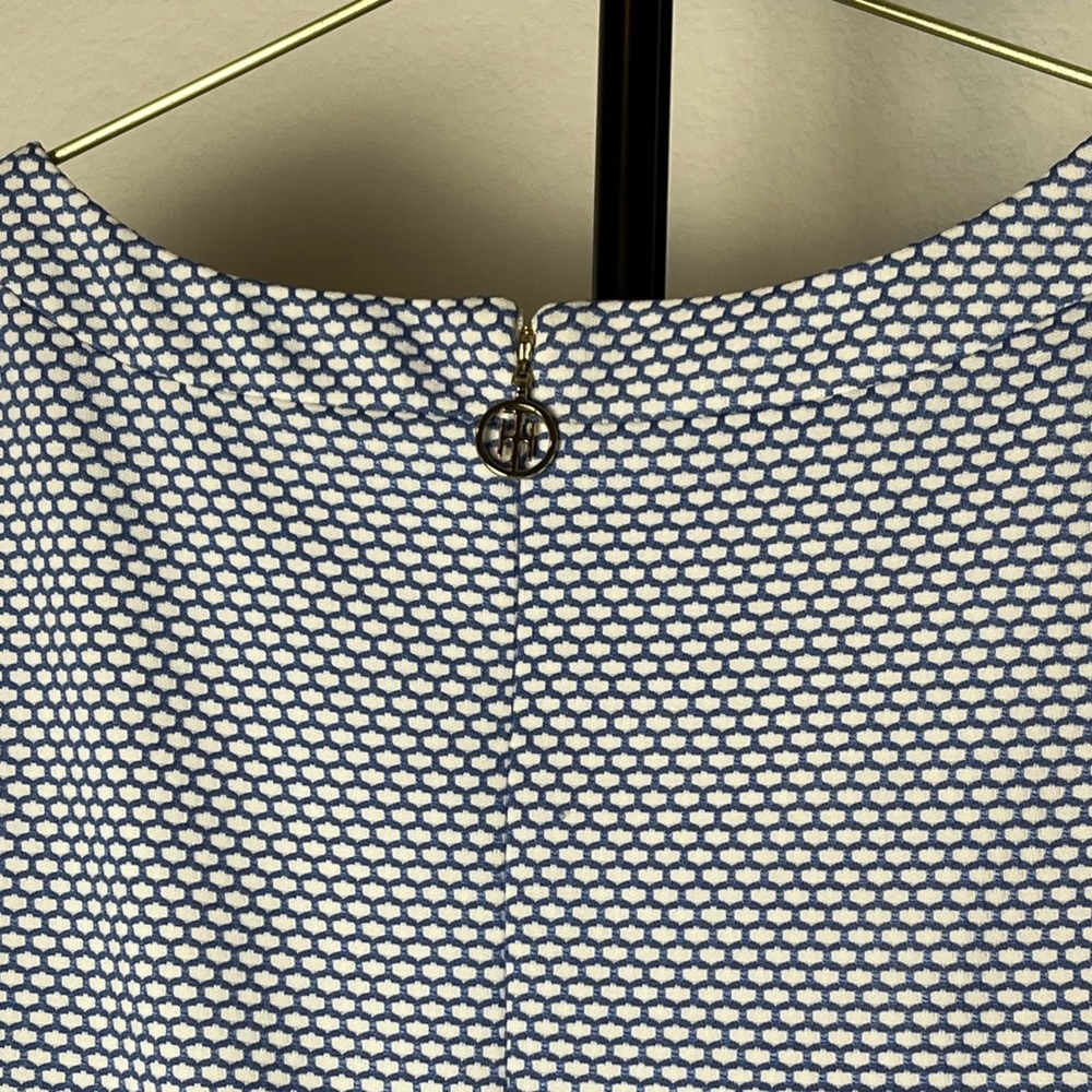 Preppy Tommy Hilfiger A-Line Honeycomb Sleeveless Dress Blue & White Size 14 - Picture 7 of 12